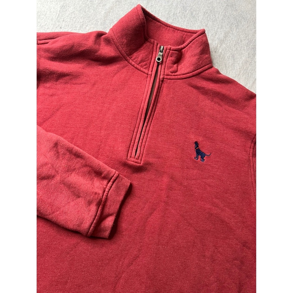 Southern Fried Cotton Mens Red Quarter Zip Pullover Sweatshirt Dog Logo Size L‎